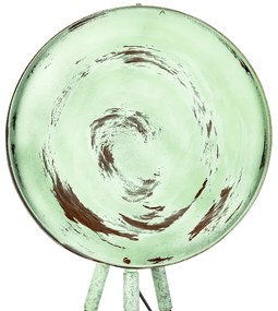 Vintage vloerlamp op bamboo driepoot groen met koper - Barrel