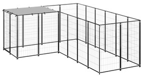 vidaXL Hondenkennel 4,84 m² staal zwart