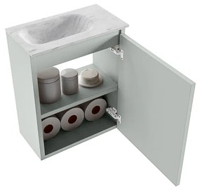 Mondiaz Ture DLux toiletmeubel 40cm greey met wastafel opalo links met kraangat