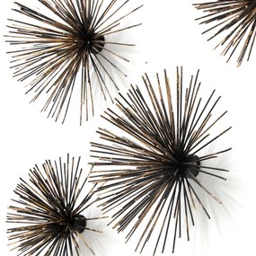 Muurdeco, set van 5 metalen zee-egels, Uni