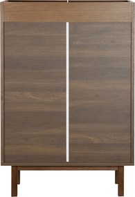Walnoot Wandkast Met Stoffen Deuren - 80x40x120cm.