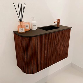 Mondiaz Joya 60cm toiletmeubel ronding links ruby met wastafel faye rechts 1 kraangat urban