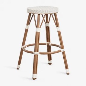 Pack Van 4 Hoge Tuinkrukken Van Aluminium En Synthetisch Riet Brielle Bistro ↑75 Cm & Naakt Beige - Gardenia Wit - Sklum