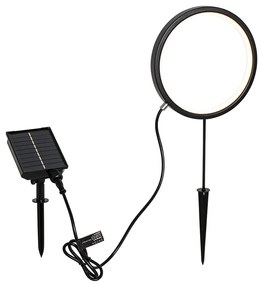 Buitenlamp Prikspot zwart 50 cm incl. LED oplaadbaar en solar IP65 - Adalind Design, Modern IP65 Buitenverlichting rond
