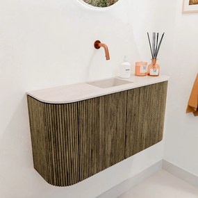 Mondiaz Joya DLux 85cm toiletmeubel ronding links/rechts dusk met wastafel faye midden zonder kraangat meli