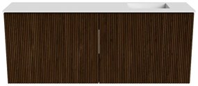 Mondiaz Joya 100cm toiletmeubel walnut met wastafel faye rechts zonder kraangat talc