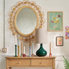 Kandelaar in gekleurd geribbeld glas, H6,8 cm, Sabri