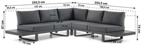 Hoek loungeset 5 personen Aluminium Grijs  Lifestyle Garden Furniture Lorenzo