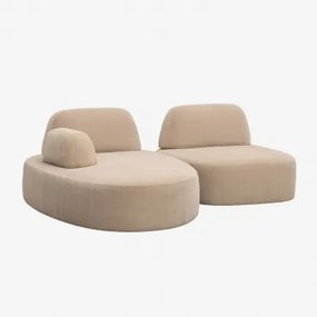 Modulaire Linker Chaise Longue Bank Van 2 Delen Bekleed Giorgia Chenille Licht Zandbruin - Sklum