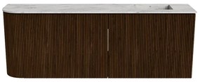 Mondiaz Joya DLux 110cm toiletmeubel ronding links walnut met wastafel faye rechts zonder kraangat glace