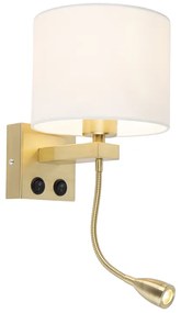 LED Smart wandlamp met dimmer goud met witte kap incl. Wifi A60 - Brescia Art Deco, Modern E27 rond Binnenverlichting Lamp