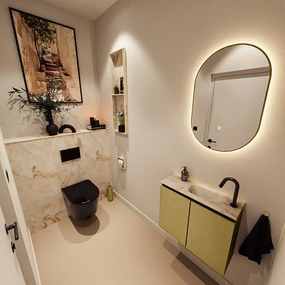 Mondiaz Ture DLux toiletmeubel 60cm oro met wastafel frappe rechts met kraangat