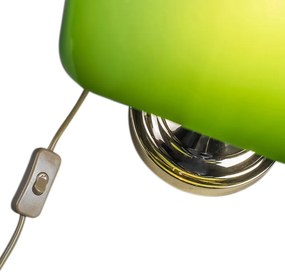 Klassieke tafellamp/notarislamp messing met groen glas - Banker