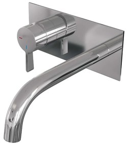 Brauer Chrome Edition ColdStart wastafelkraan inbouw gebogen uitloop met achterplaat model E2 chroom