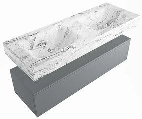 Mondiaz Alan DLux badmeubel 130cm plata 1 lade met wastafel glace dubbel zonder kraangat