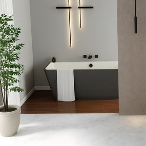 Polysan Skylla halfvrijstaand bad antraciet mat/wit mineraalmarmer 170x75cm