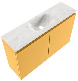 Mondiaz Ture DLux toiletmeubel 80cm ocher met wastafel ostra midden zonder kraangat