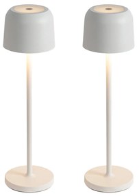 Buitenlamp met dimmer LED Set van 2 tafellamp met dimmeren mushroom off white incl. laadstation - Raika Modern IP65 Buitenverlichting Lamp