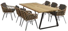 4 Seasons Outdoor Cottage eetset met Basso tafel teak blad 240 cm  Tuinset    houtkleur weerbestendig