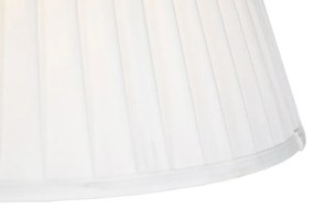 Stoffen Hanglamp staal met plisse kap crème 35 cm - Blitz Klassiek / Antiek E27 cilinder / rond rond Binnenverlichting Lamp