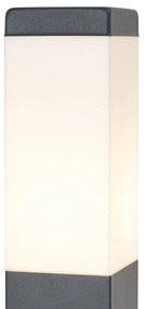 Buitenlamp antraciet met opaal glas 80cm IP44 met stopcontact en bewegingssensor - Malios Modern E27 IP44 Buitenverlichting