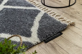 Tapijt BERBER CROSS B5950 grijskleuring / witrand ,  Barber , marokkaanse shaggy