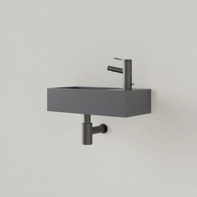 Sanigoods Nano fontein rechts leigrijs met kraangat 36x18cm