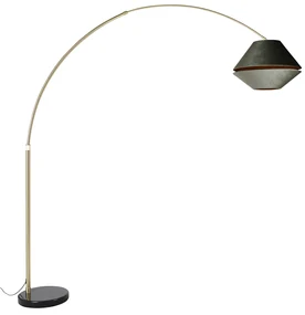 Booglamp messing met zwart met dubbele velours kap groen - XXL Klassiek / Antiek, Modern E27 rond Binnenverlichting Lamp
