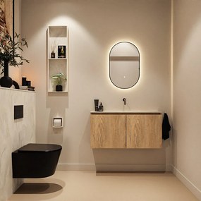 Mondiaz Ture DLux toiletmeubel 100cm washed oak met wastafel ostra midden zonder kraangat