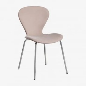 Set Van 2 Uit Gestoffeerde Stapelbare Eetkamerstoelen Licht Nude Bruin & Grijs – Chroom - Sklum