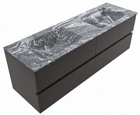 Mondiaz Vica DLux badmeubel 150cm dark grey 4 lades met wastafel lava dubbel zonder kraangat