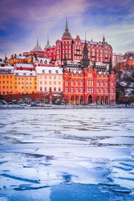 Foto Stockholm, Sweden. Sunset with Mariaberget, emicristea