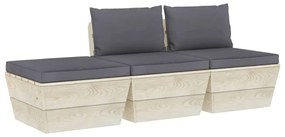 vidaXL 3-delige Loungeset met kussens pallet vurenhout