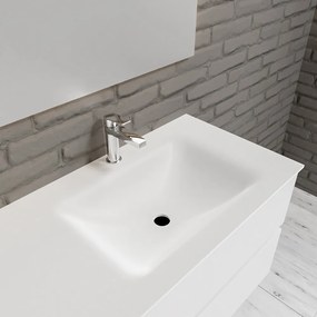 Zaro Valencia Solid Surface badmeubel 150cm mat wit 1 kraangat spoelbak rechts 4 lades