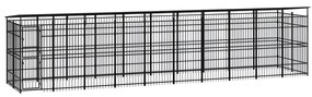 vidaXL Hondenkennel met dak 18,43 m² staal