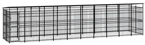 vidaXL Hondenkennel met dak 18,43 m² staal