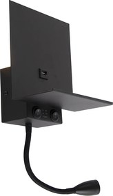 Smart wandlamp zwart met USB en flexarm incl. Wifi G9 - Flero