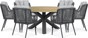 Tuinset Ronde Tuintafel 6 personen 160 cm Rope Grijs  Lifestyle Garden Furniture Tivoli/Rockville