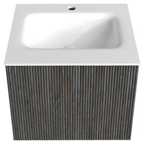 Mondiaz Kurve 50cm badmeubel shadow met 1 lade en wastafel grunne midden 1 kraangat