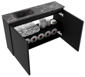 Mondiaz Ture DLux toiletmeubel 80cm urban met wastafel lava links zonder kraangat