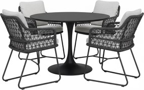 TaraTaranto Flair dining tuinset antraciet 120xH75cm 5- delignto Flair dining tuinset antraciet 120xH75cm