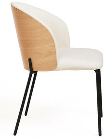 Glacia stoel witte stof met gestoffeerde houten rugleuning