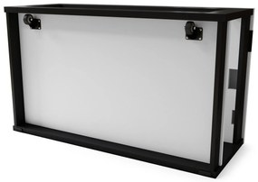 LUSSO Wit Mat/Zwart Mat - MODERNE SALONTAFEL MET VERHOOGD BLAD + OPBERGRUIMTE + SCHAP (OP WIELEN!)