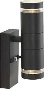 Moderne buiten wandlamp zwart 2-lichts IP44 met schemersensor - Dubbla
