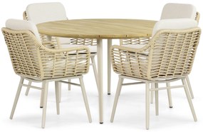 Tuinset 4 personen 130 cm Aluminium/rope Taupe Coco Antoni/Montana