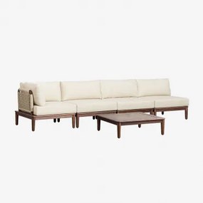 Tuinset Met 4-delige Modulaire Hoekbank En Salontafel Van Acaciahout Giulia Donker Acaciabruin - Sklum