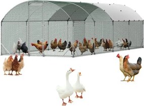 VEVOR Kippenhok, 2,7x7,6x2 m, inloopren met waterdichte hoes en stevig frame, koepeldak, vrije uitloop, kippenhok voor konijnen, kippen en ganzen
