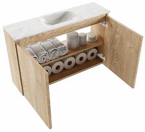 Mondiaz Ture DLux toiletmeubel 80cm washed oak met wastafel ostra midden zonder kraangat