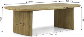 Dining Tuintafel  240 x 120 cm Old teak greywash Falcon