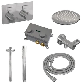 Brauer Chrome Edition thermostatische inbouw regendouche met staafhanddouche, plafondarm en hoofddouche 20cm set 53 chroom